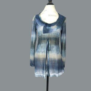 Komarov Tunic Top Small Blue Sheer